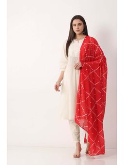 Biba - Women Red Chanderi Bandhani Printed Dupatta