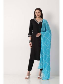 Biba - Women Sky Blue Chanderi Bandhani Printed Dupatta