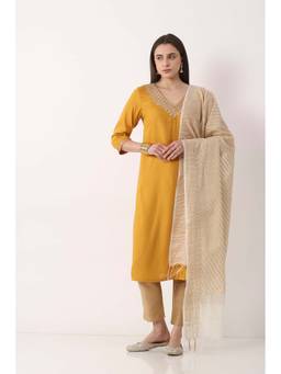 Biba - Women Beige Poly Cotton Printed Dupatta