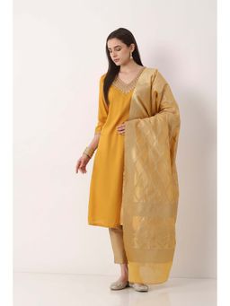 Biba - Women Gold Art Silk Zari Woven Dupatta