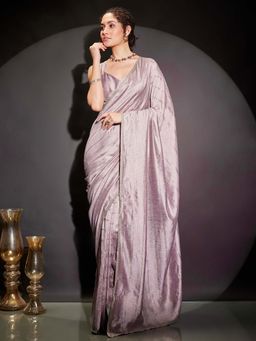 Janasya - Women Lavender Silk Blend Embellished Ready To Wear Saree with Unstitched Blouse