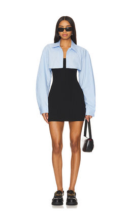 Alexander Wang - Ribbed Cami Dress With Cropped Button Up Long Sleeve Shirt