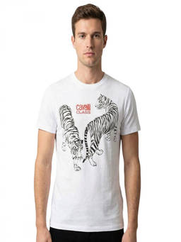 Cavalli Class - White Graphic Logo Print T-Shirt