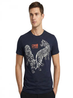 Cavalli Class - Navy Blue Graphic Logo Print T-Shirt