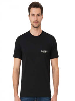 Cavalli Class - Black Crewneck Logo Print T-Shirt