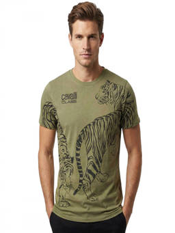 Cavalli Class - Olive Logo Print T-Shirt
