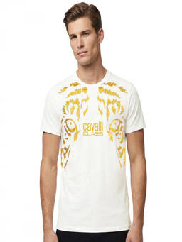 Cavalli Class - White Graphic Logo Print T-Shirt (XL)