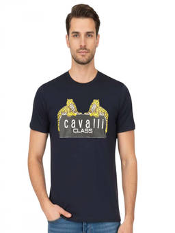 Cavalli Class - Navy Blue Crewneck Logo T-Shirt