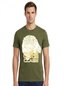 Cavalli Class - Olive Graphic Logo Print T-Shirt