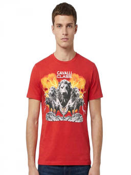 Cavalli Class - Red Graphic Logo Print T-Shirt (XL)