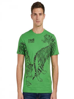 Cavalli Class - Green Graphic Logo Print T-Shirt
