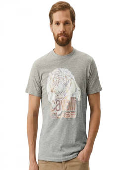 Cavalli Class - Grey Graphic Logo Print T-Shirt