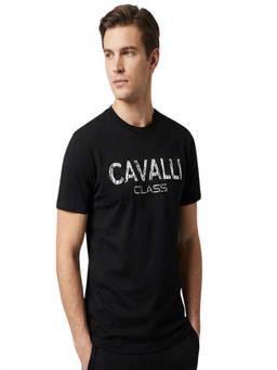 Cavalli Class - Black Crewneck Logo Print T-Shirt (2XL)