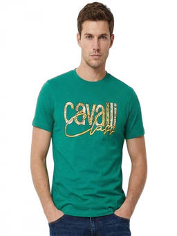 Cavalli Class - Green Crewneck Logo Print T-Shirt (XL)