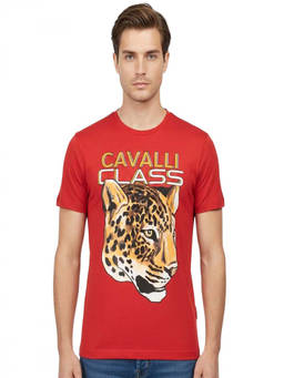 Cavalli Class - Red Crewneck Logo T-Shirt