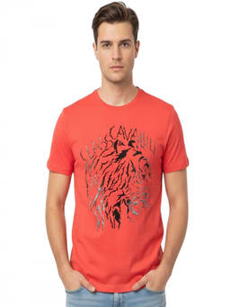 Cavalli Class - Red Crewneck Printed Logo T-Shirt