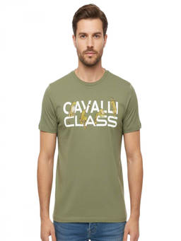 Cavalli Class - Green Crewneck Logo T-Shirt
