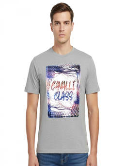 Cavalli Class - Grey Graphic Logo Print T-Shirt