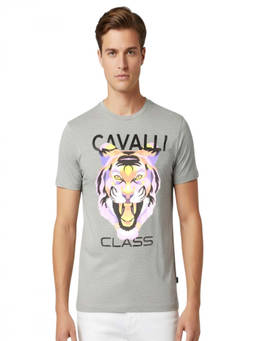 Cavalli Class - Light Grey Crewneck Logo T-Shirt