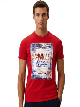 Cavalli Class - Red Graphic Logo Print T-Shirt