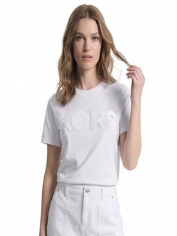Michael Kors - White Crew Neck Sequin Logo T-Shirt
