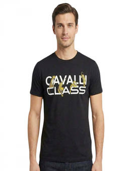 Cavalli Class - Black Crewneck Logo T-Shirt