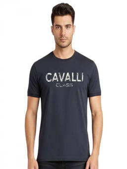 Cavalli Class - Navy Blue Crewneck Logo T-Shirt (XL)