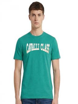 Cavalli Class - Green Crewneck Logo T-Shirt