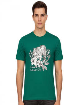 Cavalli Class - Bottle Green Crewneck Logo T-Shirt