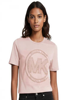 Michael Kors - Light Pink Crewneck Studded Logo T-Shirt (S)
