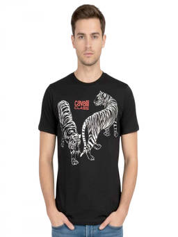 Cavalli Class - Black Graphic Logo Print T-Shirt (XL)