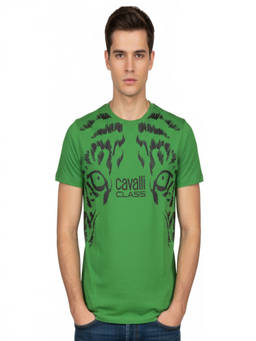 Cavalli Class - Green Graphic Logo Print T-Shirt
