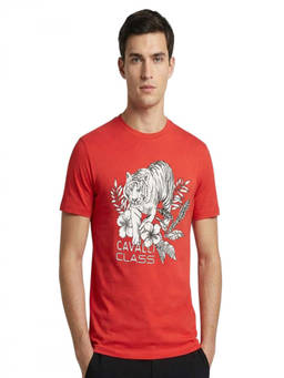 Cavalli Class - Red Crewneck Logo T-Shirt