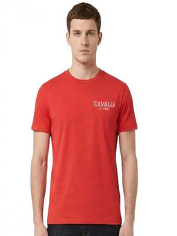 Cavalli Class - Red Crewneck Logo Print T-Shirt