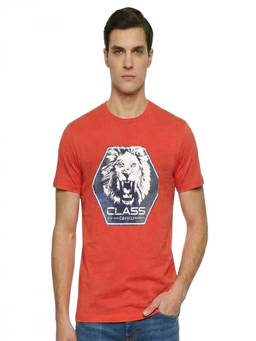 Cavalli Class - Red Crewneck Printed Logo T-Shirt