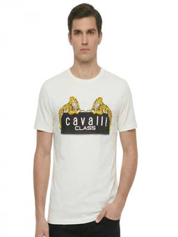 Cavalli Class - White Printed Logo T-Shirt