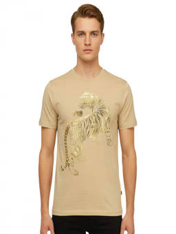 Cavalli Class - Beige Graphic Logo Print T-Shirt