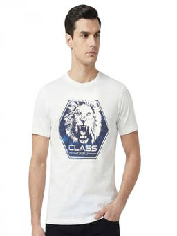Cavalli Class - White Crewneck Logo Print T-Shirt