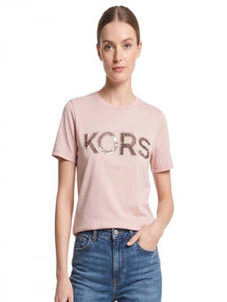 Michael Kors - Light Pink Crew Neck Embellished T-Shirt