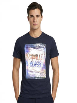 Cavalli Class - Navy Blue Graphic Logo Print T-Shirt