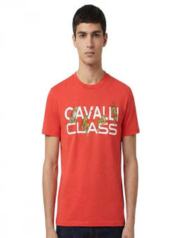 Cavalli Class - Red Crewneck Logo T-Shirt