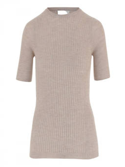 Sa Su Phi - Beige Crew Neck Slim Fit T-Shirt (M)