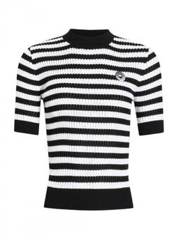 Patou - Black Stripes Mock Collar T-Shirt (M)
