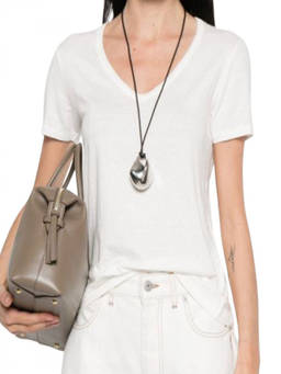 Base - White Solid V Neck T-Shirt