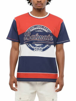 BALMAIN - Multicolour Colour Block Crew Neck T-Shirt (XS)