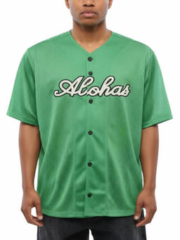 OFF-WHITE - Green Embroidered Mesh Baseball Shirt