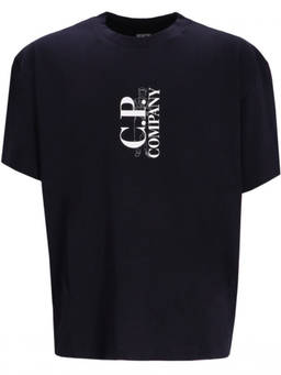 C.P. Company - Blue Crewneck Logo Print T-Shirt (L)