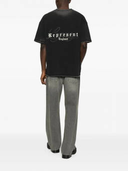 REPRESENT - Black Crewneck Embroidered Logo T-Shirt (S)