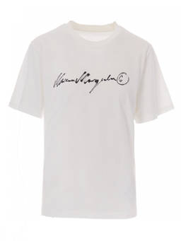 MM6 Maison Margiela - White Logo Crew Neck T-Shirt
