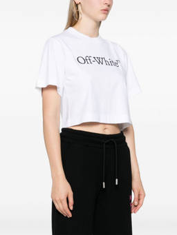 OFF-WHITE - White Logo-Print Cropped T-Shirt